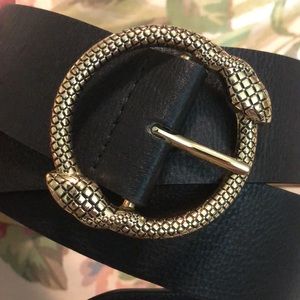 SNAKE BELT Serpent Buckle sz XXXL 3X 54-58”x2” Black Leather Belt GucciVibe NEW